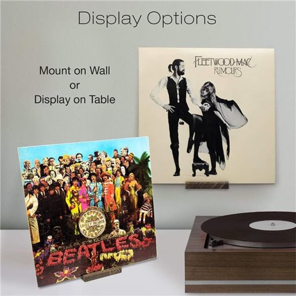 EXCELLO GLOBAL PRODUCTS Small Wood Record Holder Shelf: Wall Mounted Organizer S - Picture 4 of 4